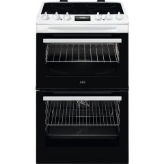Aeg CCX1530ACW White 55Cm Double Oven Electric Cooker With Ceramic Hob