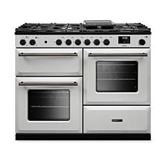 Aga Rangemaster AURO110DF/19307 White Aura 110Cm Dual Fuel Range Cooker With Onyx Trim