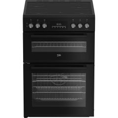 Beko EDC6731K Black 60Cm Double Oven Electric Cooker With Vitoceramic Hob