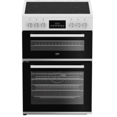 Beko EDC6731W 60cm Double Oven Electric Cooker with Vitroceramic Hob - White