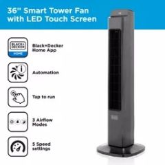 Black And Decker BXFT50008GB 36" Smart Tower Fan