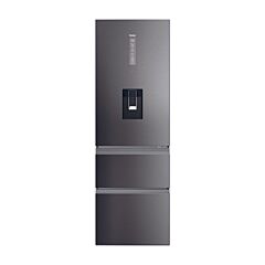 Haier HTW5618EWMP Dark Inox 59.5Cm 60/40 Frost Free Fridge Freezer With Non Plumbed Water Dispenser