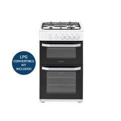 Hotpoint HD5G00KCW White 50Cm Twin Cavity Gas Cooker 