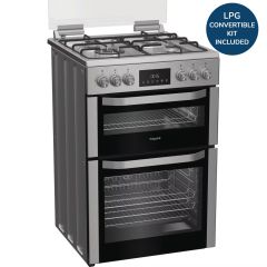Hotpoint HDD6GDC2WX Stainless Steel 60Cm Dual Fuel Cooker