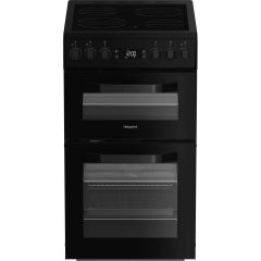 Hotpoint HDE5VDCB Black 50Cm Double Oven Electric Cooker With Ceramic Hob