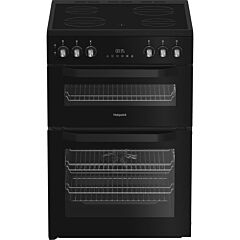 Hotpoint HDE6VDB1 Black 60Cm Electric Double Oven Cooker