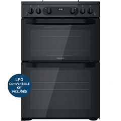 Hotpoint HDM67G0CMB Black 60Cm Gas Double Oven Cooker With Lpg Jets