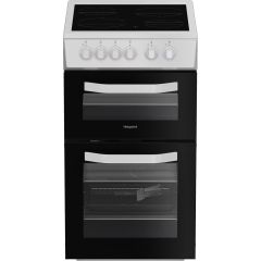 Hotpoint HTE5VCW White 50Cm Twin Cavity Electric Cooker With Ceramic Hob 