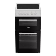 Indesit ITE5VMW White 50Cm Wide Twin Cavity Electric Cooker With Ceramic Hob