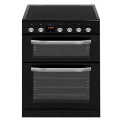 New World NWTOP53DCB Black 50Cm Wide Double Oven Electric Cooker