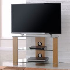 TTAP L630-600-30C Vision 600Mm TV Stand In Light Oak With Glass For TVs UP TO 40"