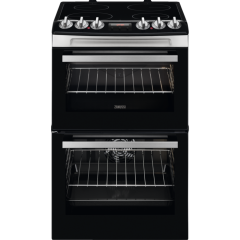 Zanussi ZCV46250XA 55Cm Double Oven Electric Cooker Black And Stainless Steel