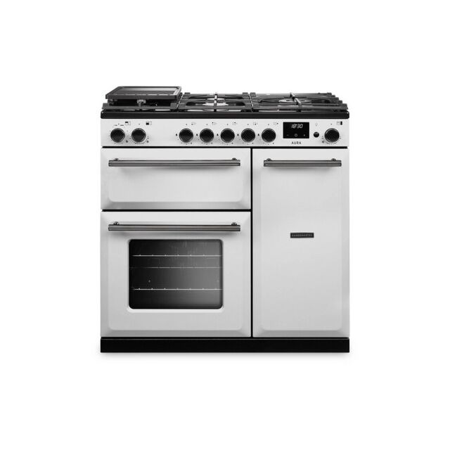 Aga Rangemaster AURA90DFP/19275 White 90Cm Dual Fuel Range Cooker