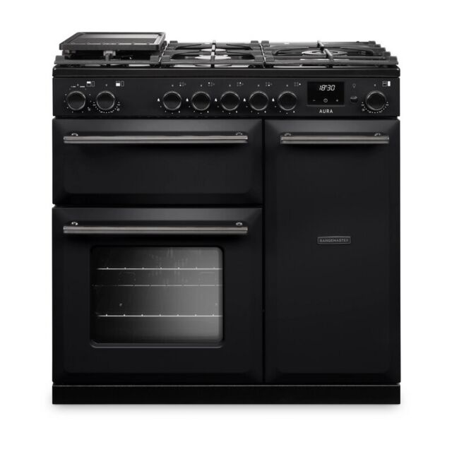 Aga Rangemaster AURA90DFP/19276 Charcoal Black 90Cm Dual Fuel Range Cooker