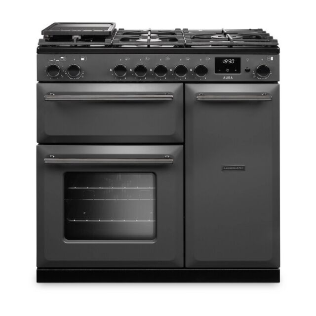 Aga Rangemaster AURA90DFP/19277 Slate 90Cm Dual Fuel Range Cooker