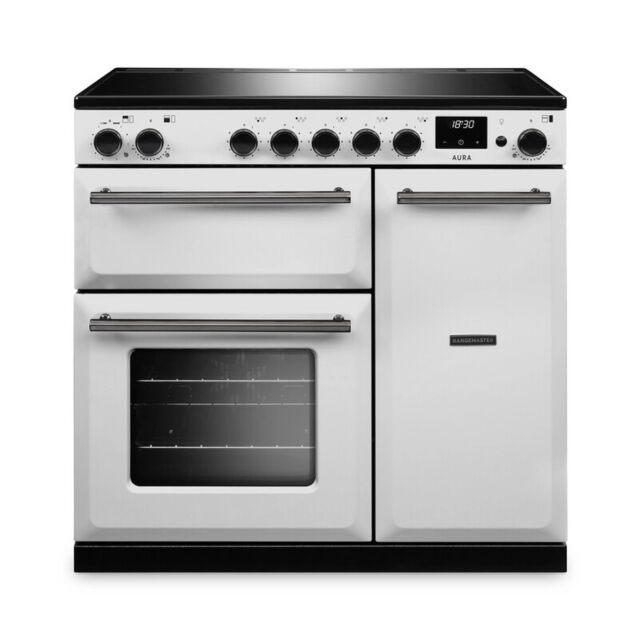Aga Rangemaster AURA90EIP/19283 White 90Cm Electric Range Cooker With Induction Hob
