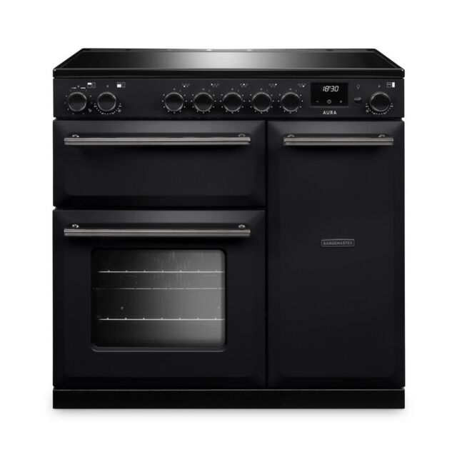 Aga Rangemaster AURA90EIP/19284 Black 90Cm Electric Range Cooker With Induction Hob