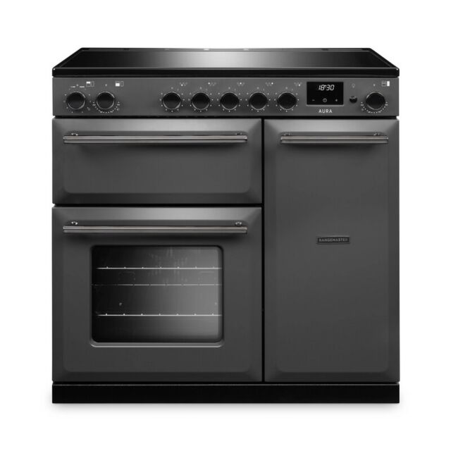 Aga Rangemaster AURA90EIP/19285 Slate 90Cm Electric Range Cooker With Induction Hob