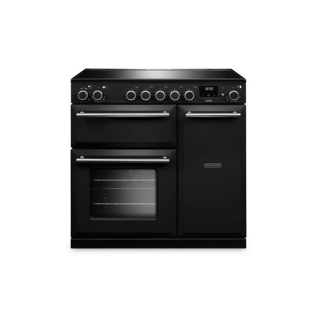 Aga Rangemaster AURA90EIP/19332 Charcoal Black 90Cm Electric Range Cooker With Induction Hob