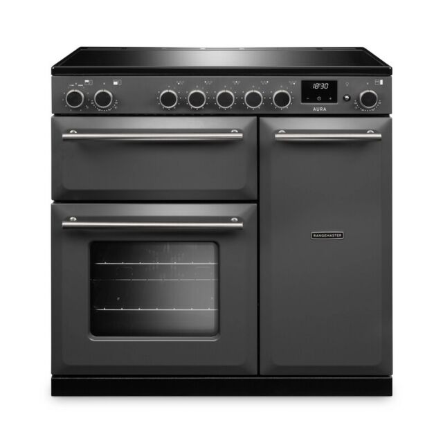 Aga Rangemaster AURA90EIP/19333 Slate 90Cm Electric Range Cooker With Induction Hob
