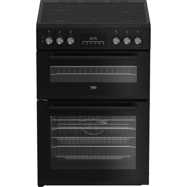 Beko EDC6731K Black 60Cm Double Oven Electric Cooker With Vitoceramic Hob