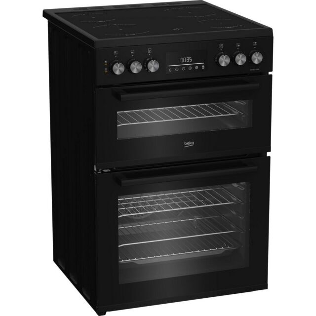 Beko EDC6731K Black 60Cm Double Oven Electric Cooker With Vitoceramic Hob
