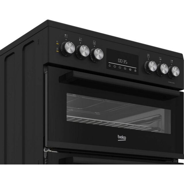 Beko EDC6731K Black 60Cm Double Oven Electric Cooker With Vitoceramic Hob