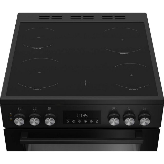 Beko EDC6731K Black 60Cm Double Oven Electric Cooker With Vitoceramic Hob