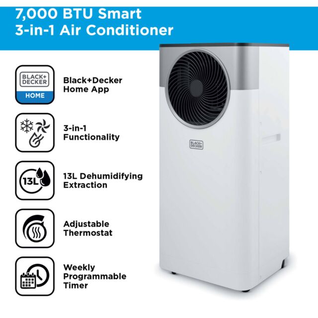 Black And Decker BXAC40033GB Portable 7000 Btu 3 In 1 Smart Air Conditioner