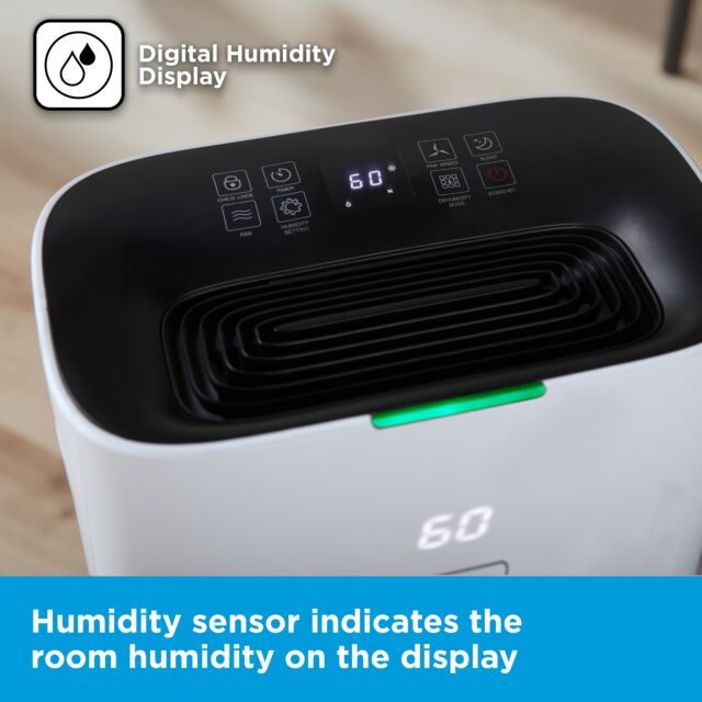 Black And Decker 20 Litre Dehumidifier With 24 Hour Time, 6.5 Litre Water Tank