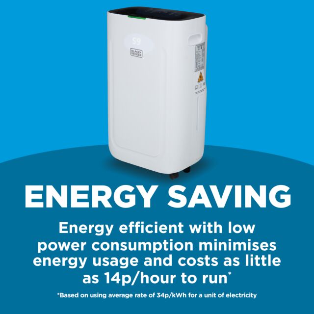 Black And Decker 20 Litre Dehumidifier With 24 Hour Time, 6.5 Litre Water Tank
