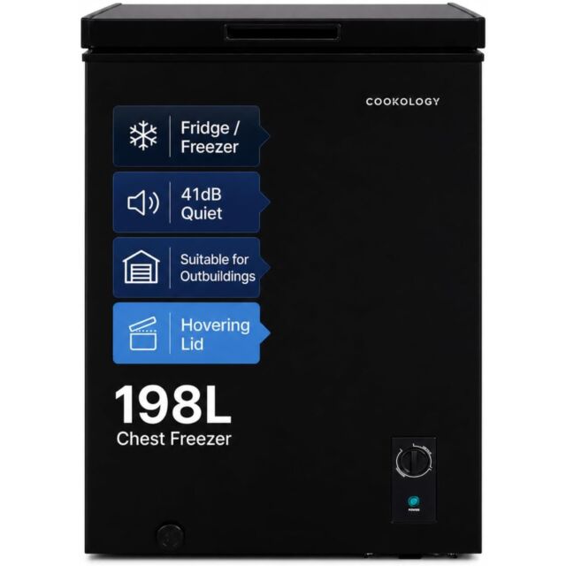 Cookology CCFZ198BK Black 198L Chest Freezer -W77cm