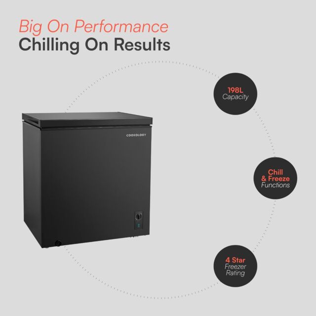 Cookology CCFZ198BK Black 198L Chest Freezer -W77cm