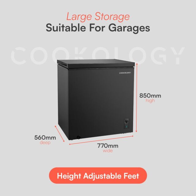 Cookology CCFZ198BK Black 198L Chest Freezer -W77cm