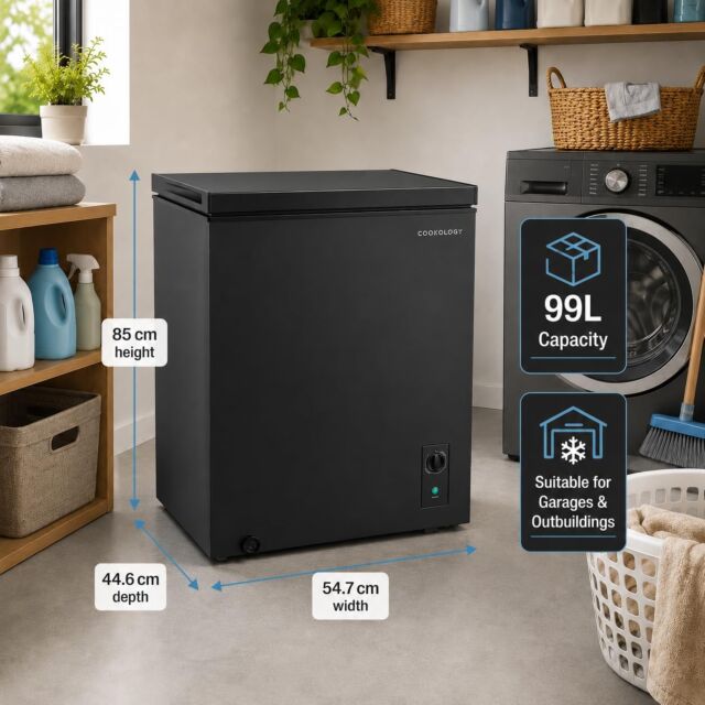 Cookology CCFZ99BK Black 54.7 Cm Wide Chest Freezer - 99L