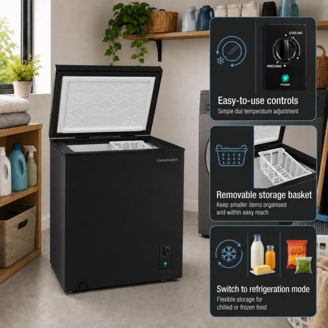 Cookology CCFZ99BK Black 54.7 Cm Wide Chest Freezer - 99L