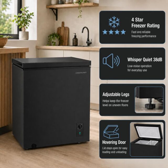 Cookology CCFZ99BK Black 54.7 Cm Wide Chest Freezer - 99L