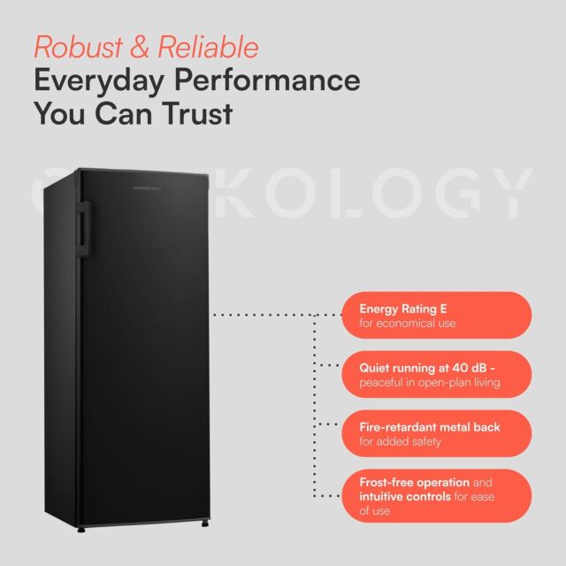 Cookology CTFR235BK Black 55Cm Wide Tall Larder Fridge