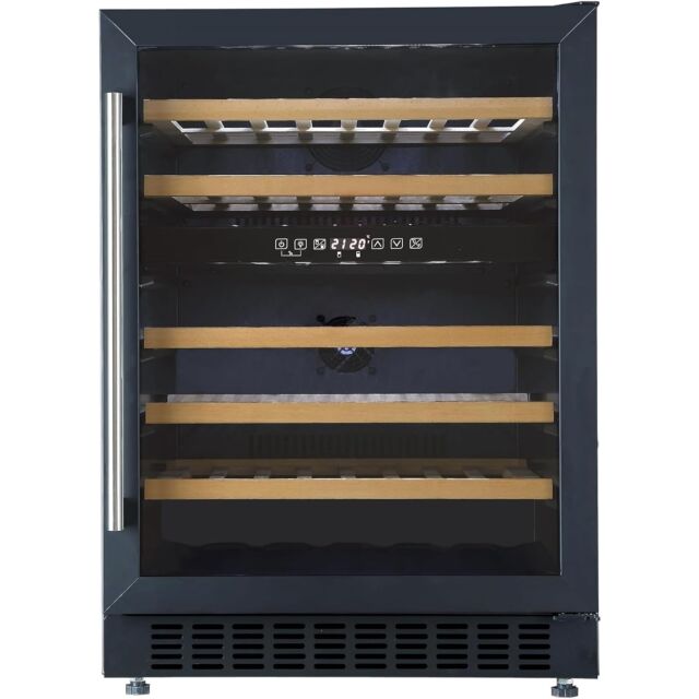 Cookology CWC605BK Black 59.5Cm Wide Dual Zone Wine Cooler -46 Bottles
