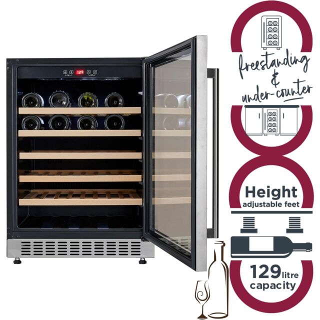 Cookology CWC605SS Stainless Steel 59.5Cm Wide Dual Zone Wine Cooler- 46 Bottles