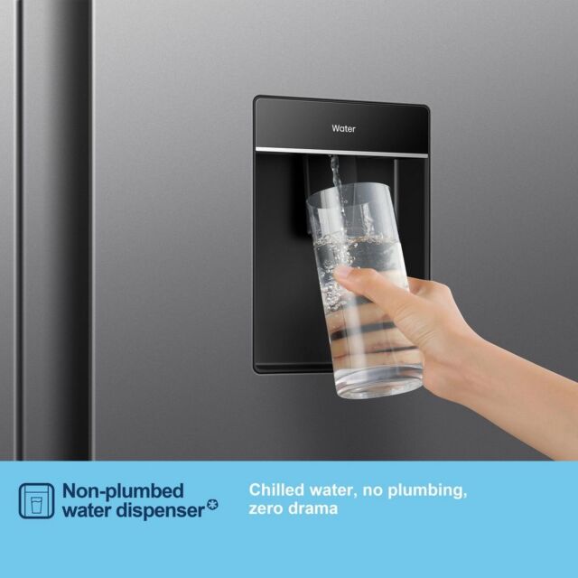 Fridgemaster MS91558DES Silver 91.1 Cm Wide No Frost Side By Side Fridge Freezer With 60/40 Split