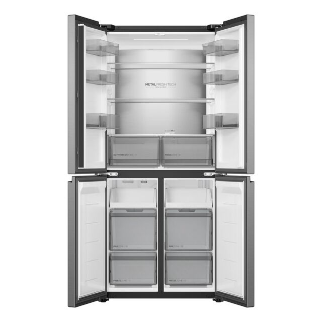Haier HCR58S18DNMM Inox 83.3Cm Wide No Frost American Style Fridge Freezer With 60/40 Split
