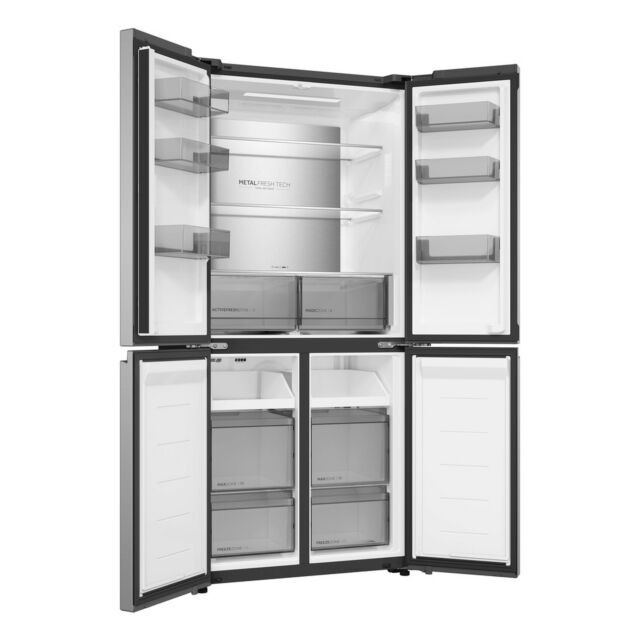 Haier HCR58S18DNMM Inox 83.3Cm Wide No Frost American Style Fridge Freezer With 60/40 Split