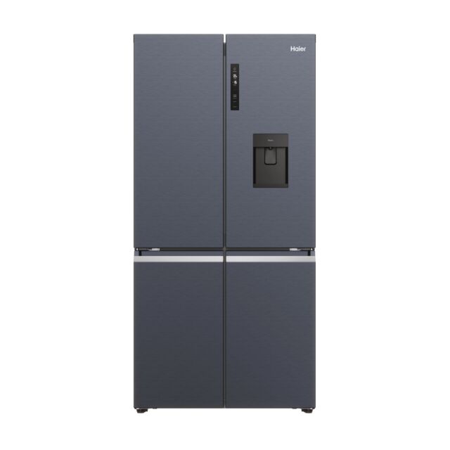 Haier HCR5919EHMB Brushed Black 90CM American Style Frost Free Fridge Freezer With Plumbed Water Dispenser and 60/40 Split