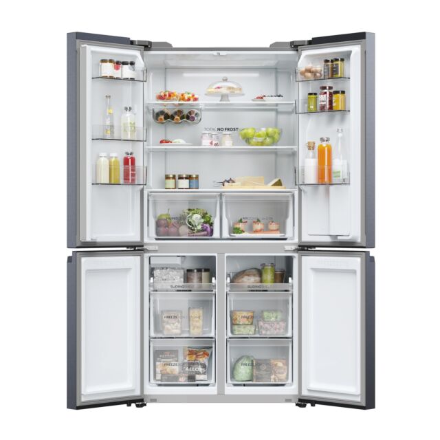 Haier HCR5919EHMB Brushed Black 90CM American Style Frost Free Fridge Freezer With Plumbed Water Dispenser and 60/40 Split