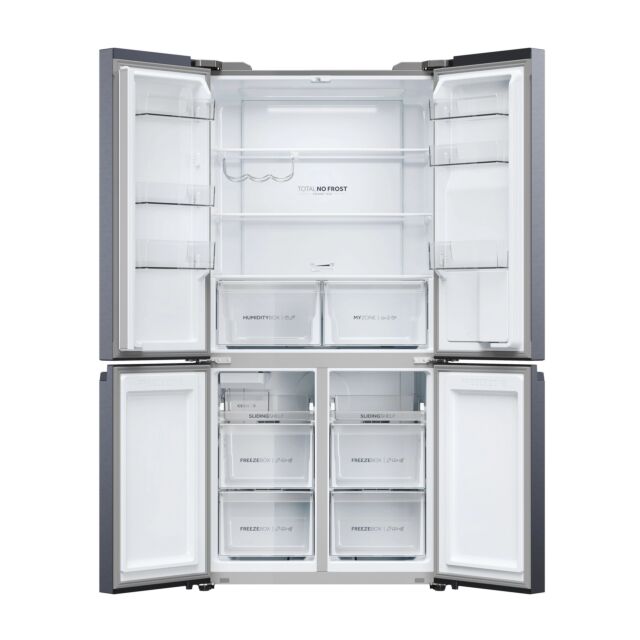 Haier HCR5919EHMB Brushed Black 90CM American Style Frost Free Fridge Freezer With Plumbed Water Dispenser and 60/40 Split