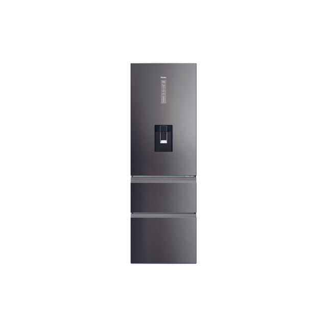 Haier HTW5618EWMP Dark Inox 59.5Cm 60/40 Frost Free Fridge Freezer With Non Plumbed Water Dispenser