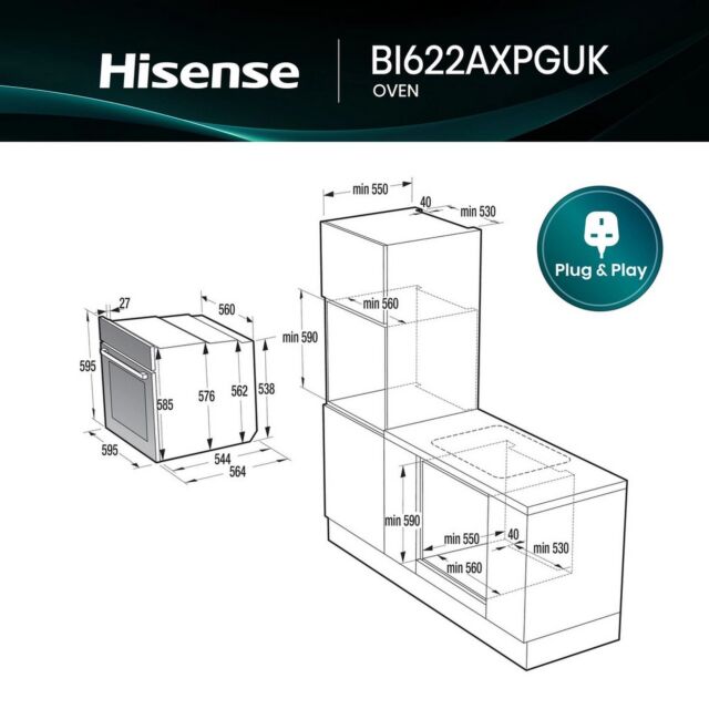 Hisense BI622AXPGUK 59.5Cm Built In Electric Single Oven