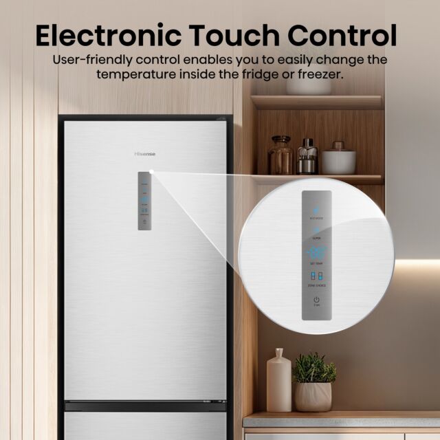 Hisense RB395N4BCE Stainless Steel 59.5 Cm Wide Total No Frost Fridge Freezer With 60/40 Split