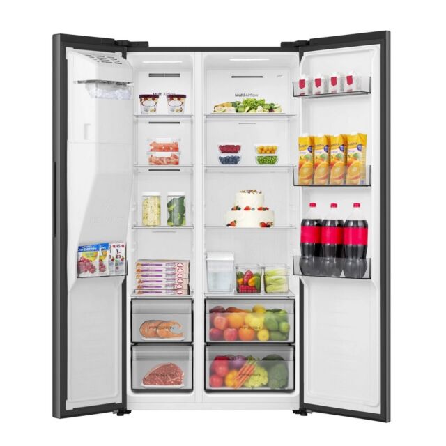 Hisense RS5P528STBE Black 91Cm Wide Pure Flat Total No Frost Fridge Freezer With Non Plumbed Water A
